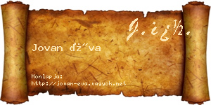 Jovan Éva névjegykártya